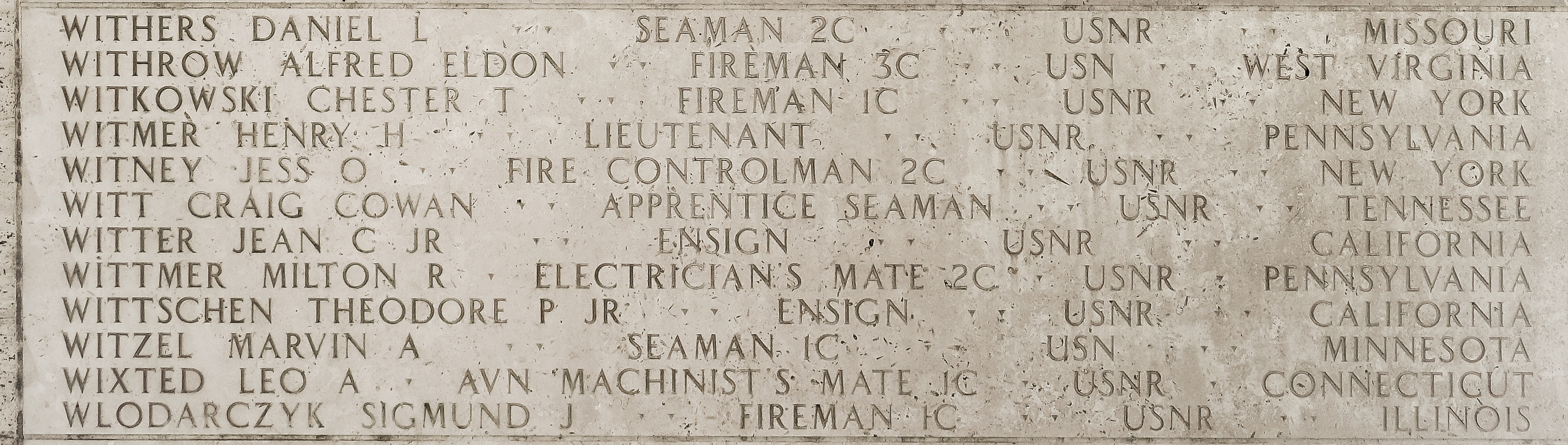 Jess O. Witney, Fire Controlman Second Class